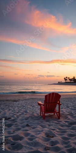 Tranquil Sunset at the Beach: A Serene Escape for Relaxation and Leisure photo