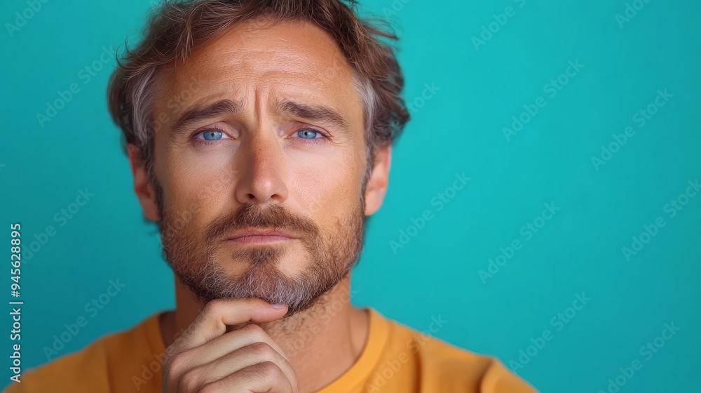 Portrait of minded clever man Portrait of minded clever man