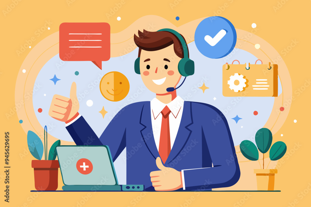 Telephone call expert to generate lead or sales, success telemarketing tell promotion to prospect or client concept, businessman sale representative agent talk in phone call with thumb up feedback.
Telephone call expert to generate lead or sales, success telemarketing tell promotion to prospect or client concept, businessman sale representative agent talk in phone call with thumb up feedback.
