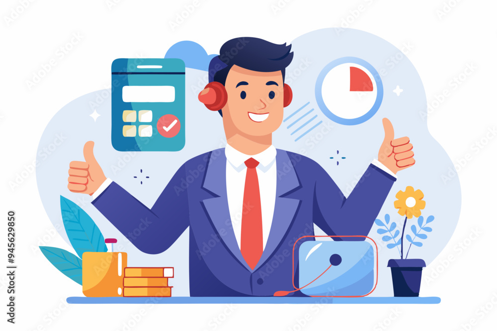 Telephone call expert to generate lead or sales, success telemarketing tell promotion to prospect or client concept, businessman sale representative agent talk in phone call with thumb up feedback.
Telephone call expert to generate lead or sales, success telemarketing tell promotion to prospect or client concept, businessman sale representative agent talk in phone call with thumb up feedback.