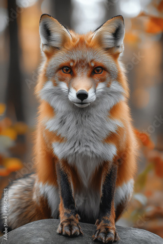 Fox on a white canvas,