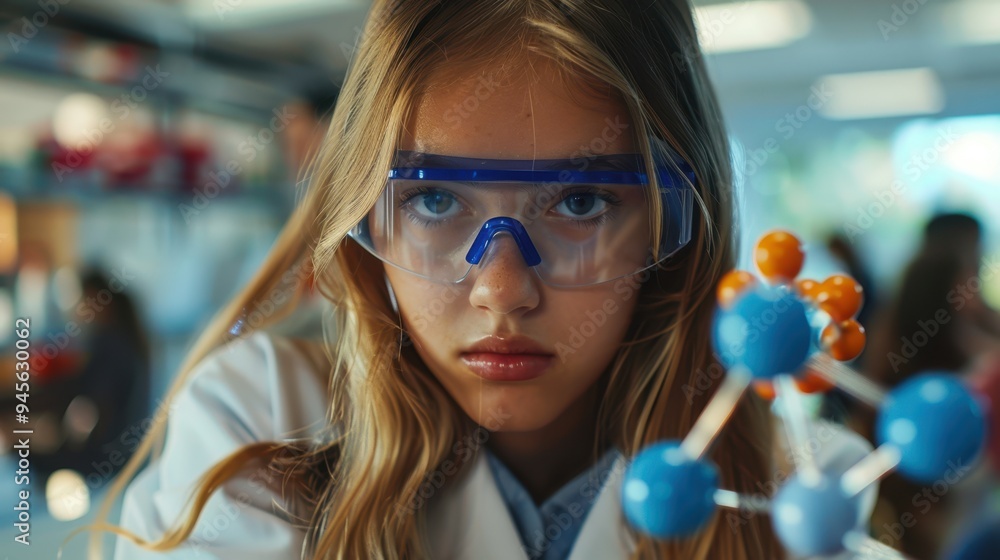 The girl with science experiment The girl with science experiment