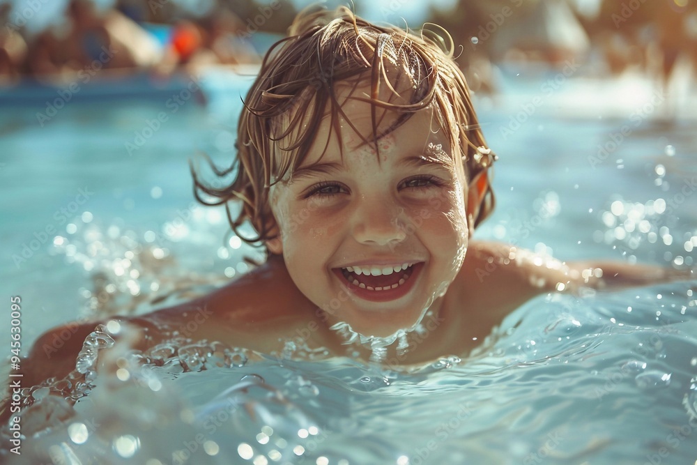 child in the swimming pool. Happy kid having fun in swimming pool at aquapark child in the swimming pool. Happy kid having fun in swimming pool at aquapark