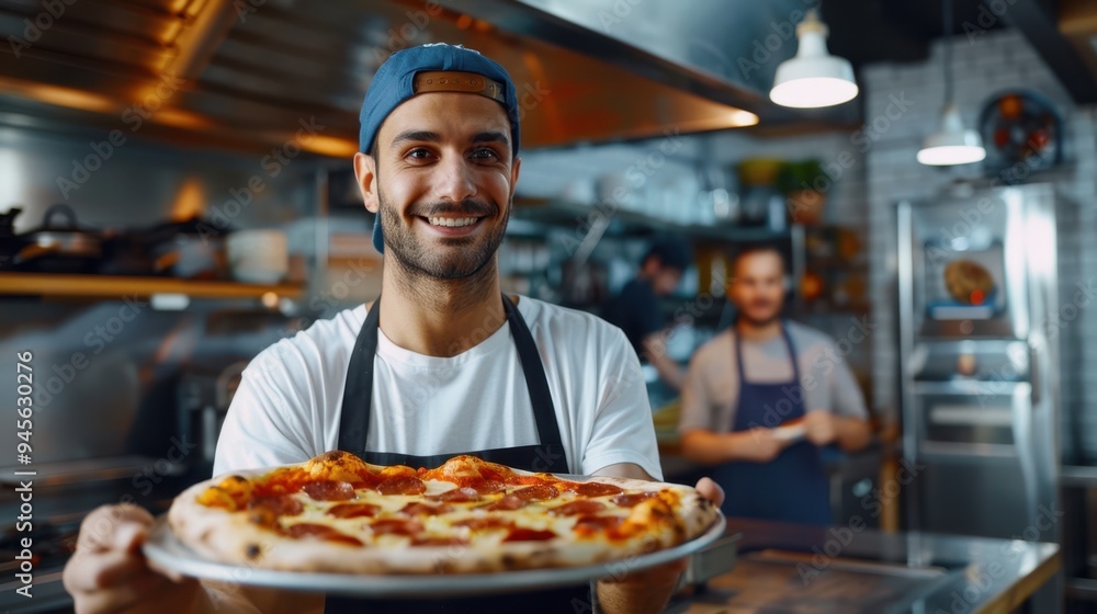 The Chef Holding Pizza The Chef Holding Pizza
