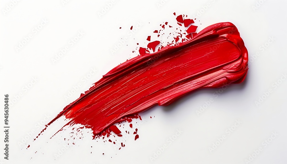 Red paint brush stroke isolated on white background. Art design element. Red paint brush stroke isolated on white background. Art design element.