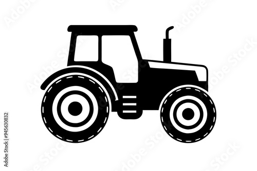 Tractor silhouette vector illustration isolated on a white background