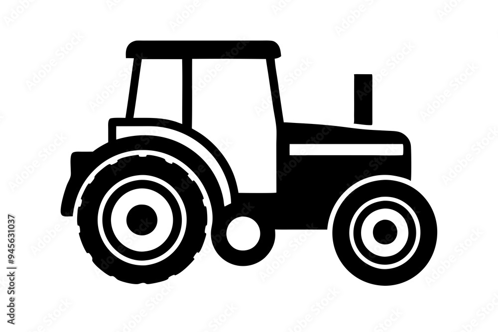 Tractor silhouette vector illustration isolated on a white background Tractor silhouette vector illustration isolated on a white background