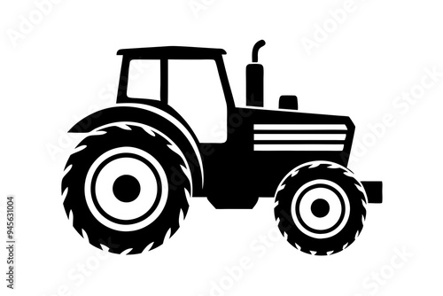 Tractor silhouette vector illustration isolated on a white background