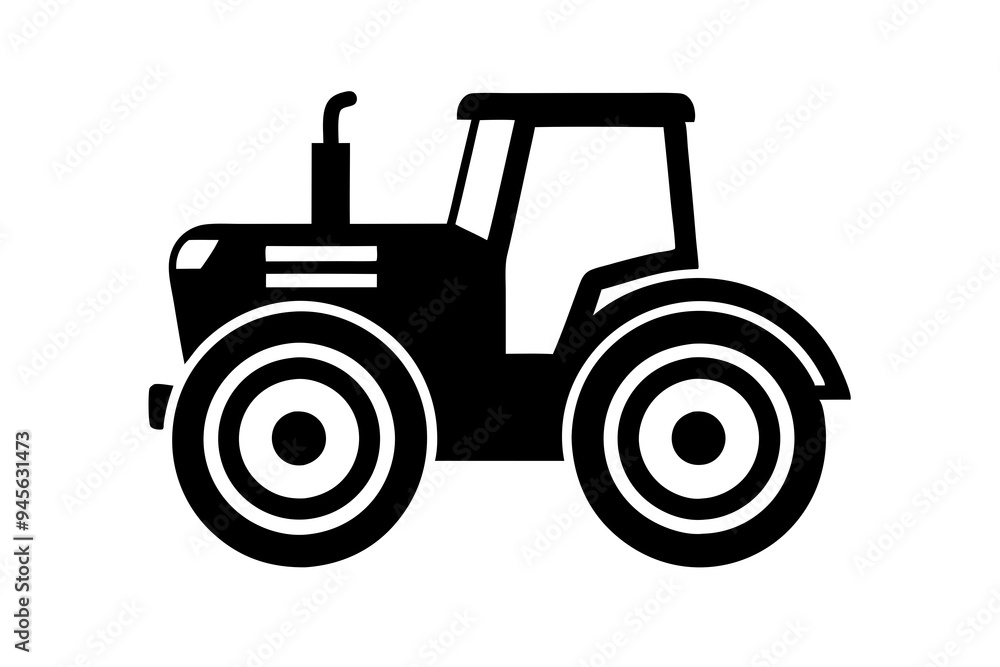 Tractor silhouette vector illustration isolated on a white background Tractor silhouette vector illustration isolated on a white background