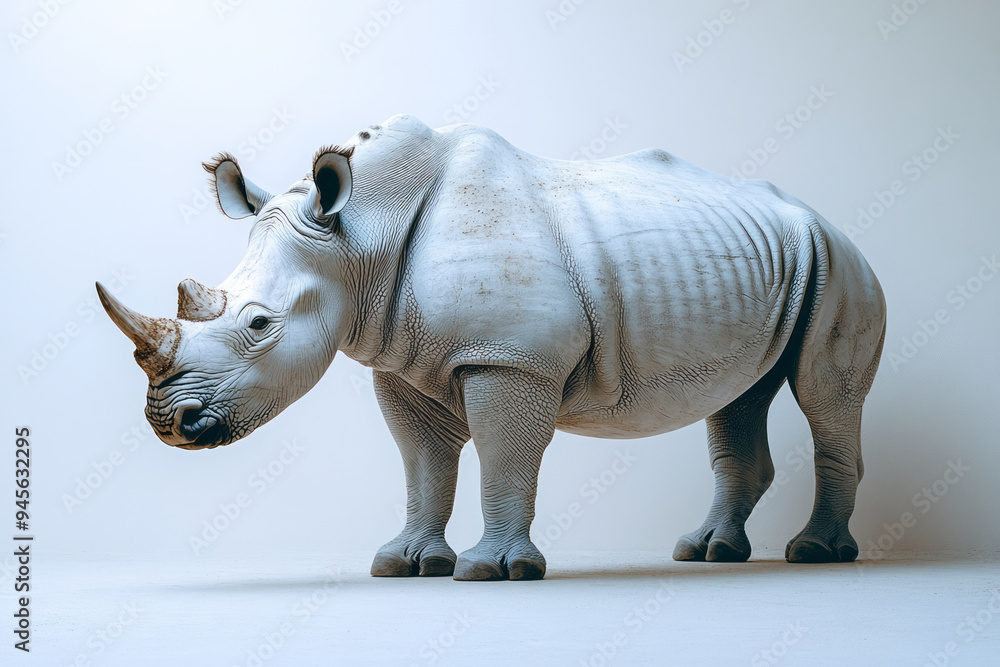 Fototapeta premium Rhino on a white canvas,