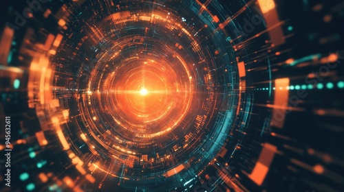 Wallpaper Mural Abstract background featuring a high tech circular design with a complex plexus network Torontodigital.ca