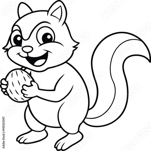 Fun awaits with a chipmunk and its big nut in this charming kids coloring book ready for your artistic touch

