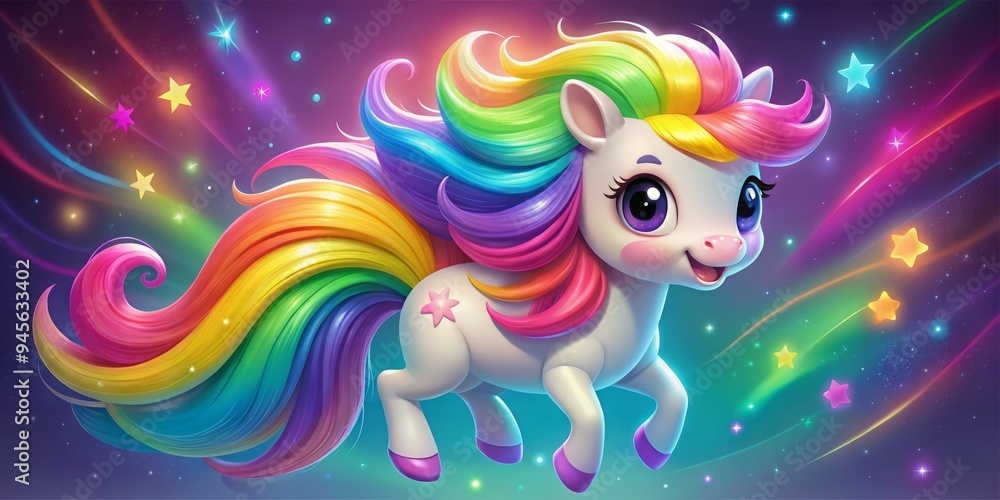 Fototapeta premium playful vibrant rainbow maned sparkles