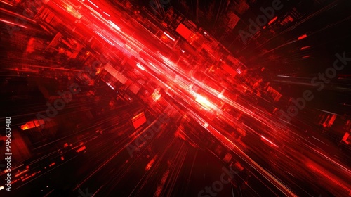 Abstract design featuring rays of red light in a technological theme