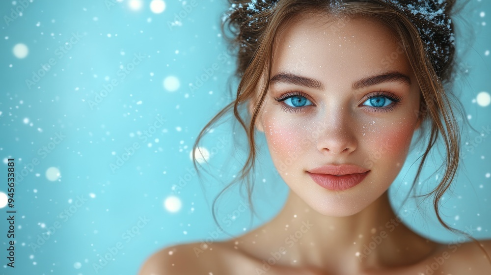 portrait of a woman with snowflakes portrait of a woman with snowflakes