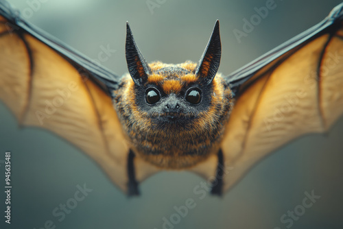 Bat on a white canvas, photo