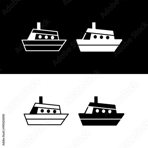 Boats and ship icon black and white background
