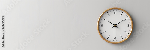 Clock on Light Grey Wall, Copy Space