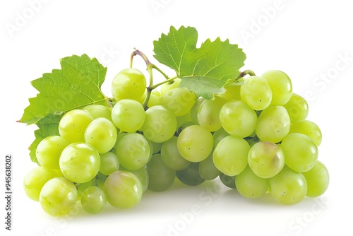 Green grapes isolated on white background.