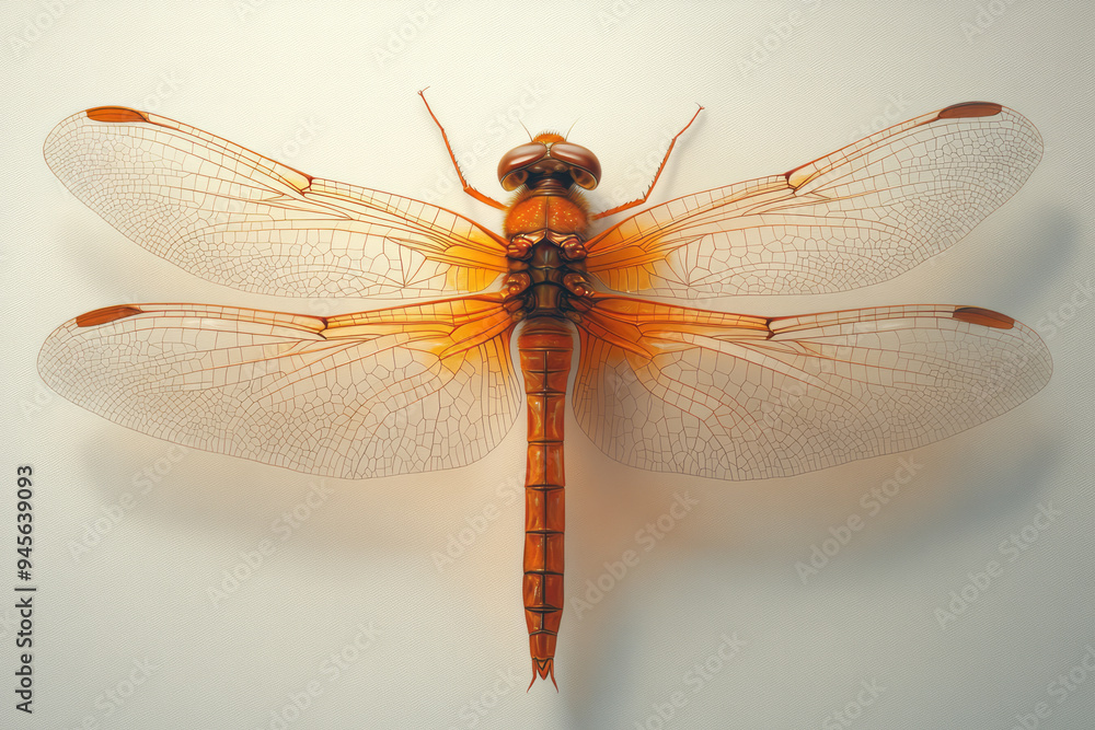 Dragonfly on a white canvas, Dragonfly on a white canvas,