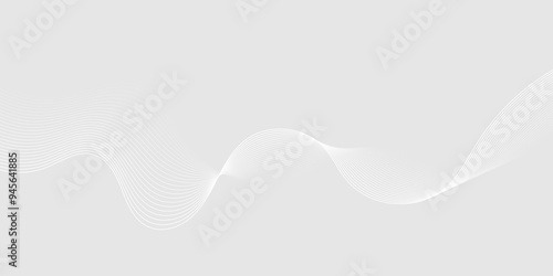 Abstract white wave dynamic curve lines on gray background. Energy technology concept modern backdrop design for business, presentation, banner.
