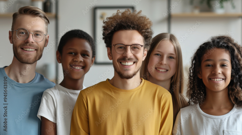 A diverse group of young adults smiling at the camera, dressed in casual attire, representing friendship, diversity, and unity. A diverse group of young adults smiling at the camera, dressed in casual attire, representing friendship, diversity, and unity.