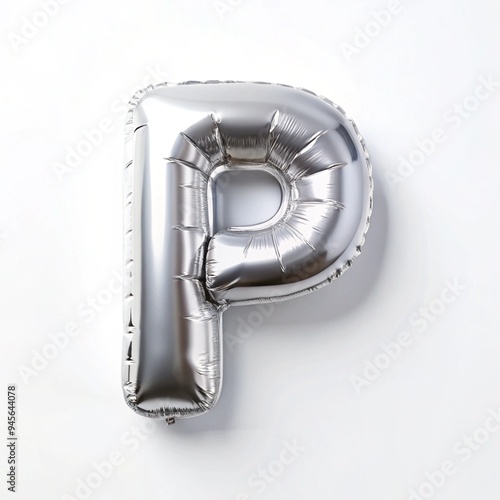 Alphabet 3d inflated effect, silver color on white background