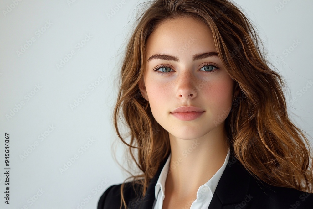 close-up portrait of a beautiful young girl in a business suit close-up portrait of a beautiful young girl in a business suit