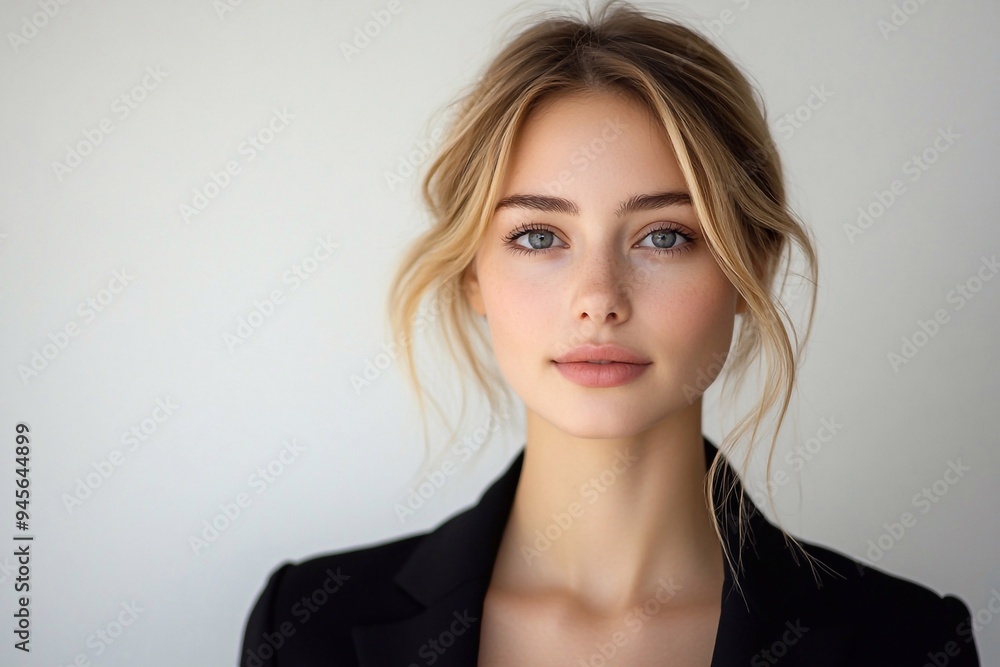 close-up portrait of a beautiful young girl in a business suit close-up portrait of a beautiful young girl in a business suit