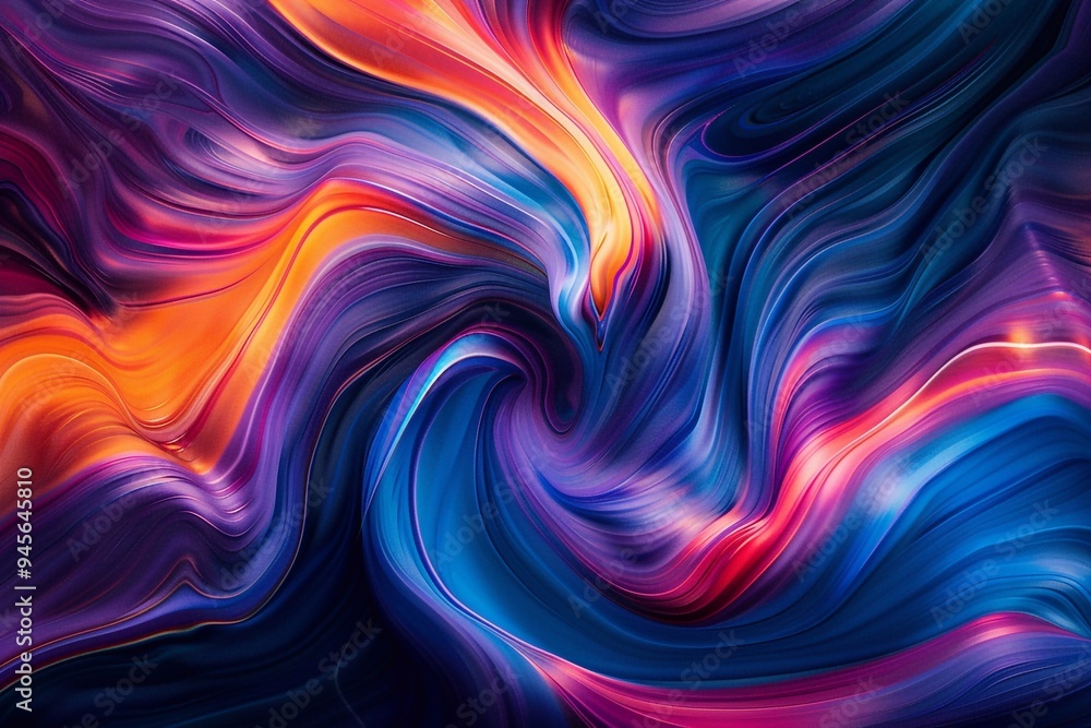 Create an abstract composition featuring a blend of vibrant colors swirling and merging together. The design should convey a sense of dynamic energy and fluid motion, with the colors interacting in a Create an abstract composition featuring a blend of vibrant colors swirling and merging together. The design should convey a sense of dynamic energy and fluid motion, with the colors interacting in a