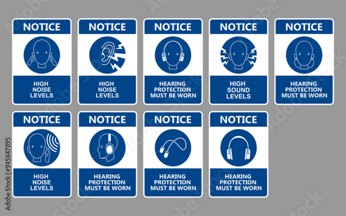 Set of high noise warning sign 