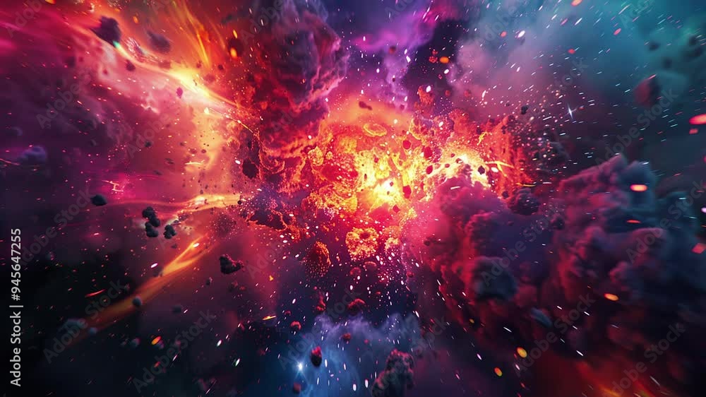 explosion abstract galaxy glowing red and orange particles futuristic cg motion liquid background explosion abstract galaxy glowing red and orange particles futuristic cg motion liquid background