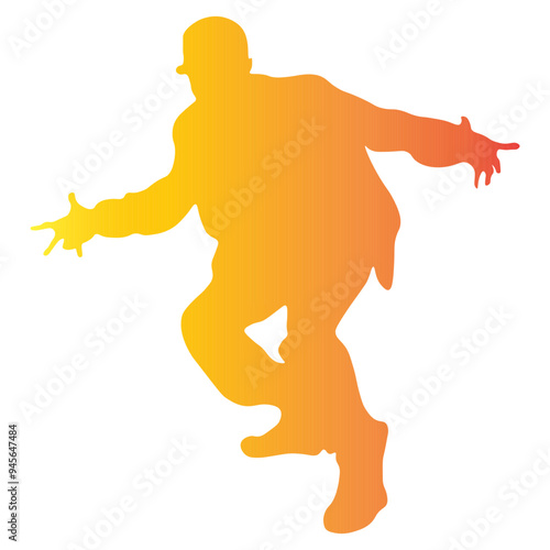 Breakdance Silhouette with Colorful and Vintage Style. Vector Illustration