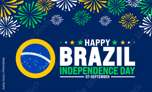 7 September Brazil Independence Day background or banner design template with fireworks. dia da independência do brasil background. Holiday concept.