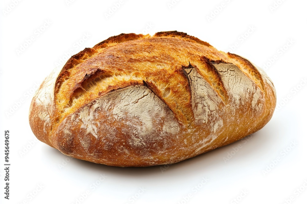 A freshly baked round loaf of bread with a golden crust and rustic appearance. A freshly baked round loaf of bread with a golden crust and rustic appearance.