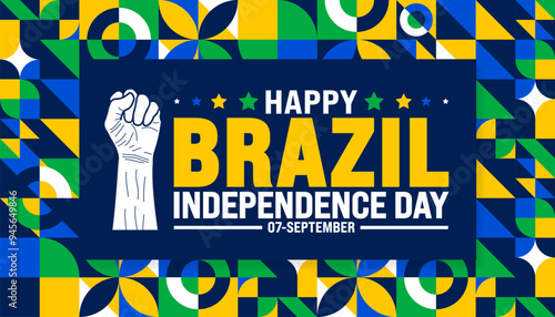 7 September Brazil Independence Day geometric shape pattern background or banner design template. dia da independência do brasil background. Holiday concept.