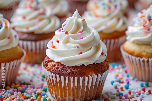 cupcakes with cream and sprinkles