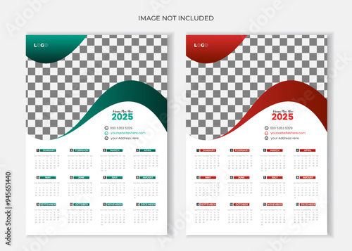 Monthly calendar template for 2025 year. Wall or desk calendar in a minimalist style