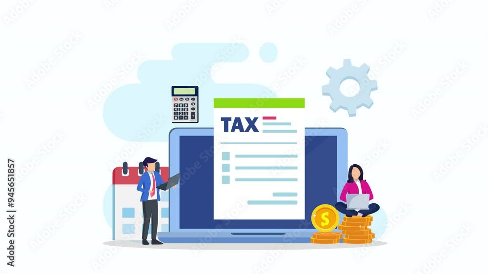 Online Tax Payment, pay season, tax time Concept. 2d video animation 4k clip. Online Tax Payment, pay season, tax time Concept. 2d video animation 4k clip.