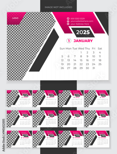 Calendar 2025 corporate template design set. Monthly planner design in corporate and business style, 12 months included