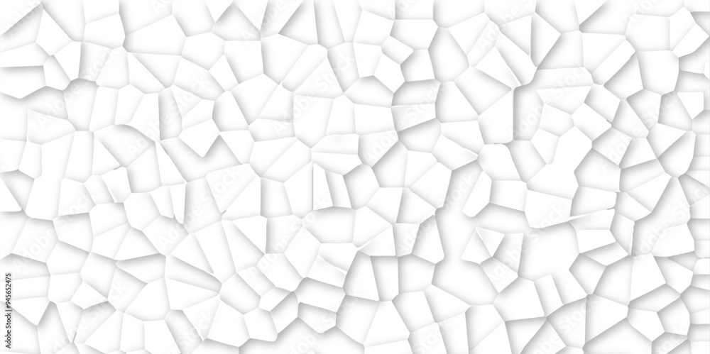 white stains broken glass background texture. geometric pattern with 3d shapes vector Illustration. white broken wall paper in decoration. low poly crystal mosaic background.
white stains broken glass background texture. geometric pattern with 3d shapes vector Illustration. white broken wall paper in decoration. low poly crystal mosaic background.