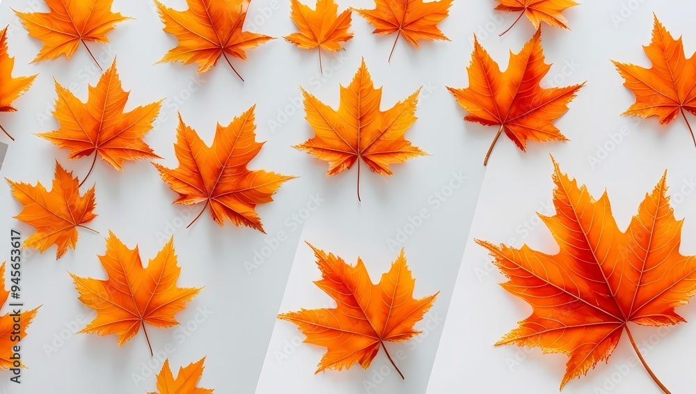 A vibrant, isolated cluster of colored maple leaves, showcased against a clean, crisp white background, with ample negative space on one side intentionally left empty to accommodate overlaid text . A vibrant, isolated cluster of colored maple leaves, showcased against a clean, crisp white background, with ample negative space on one side intentionally left empty to accommodate overlaid text .