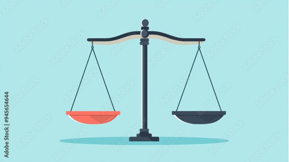 Balance of Justice: Symbolic Scales of Light and Dark - Flat Design Illustration Balance of Justice: Symbolic Scales of Light and Dark - Flat Design Illustration