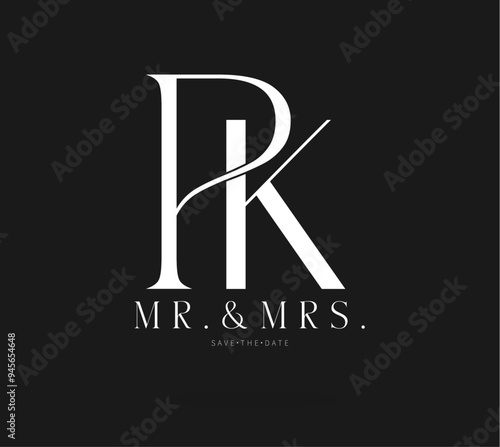 PK Typography Initial Letter Brand Logo, PK brand logo, PK Monogram Wedding logo