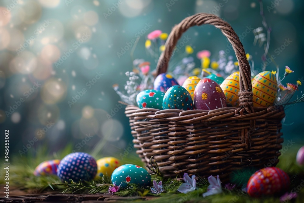 easter eggs in basket easter eggs in basket