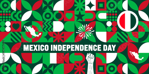 16 September Mexico Independence Day geometric shape pattern background or banner design template. día de la independencia méxico background. Holiday concept.