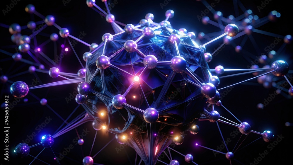 Fototapeta premium Abstract 3D Sphere with Glowing Connections