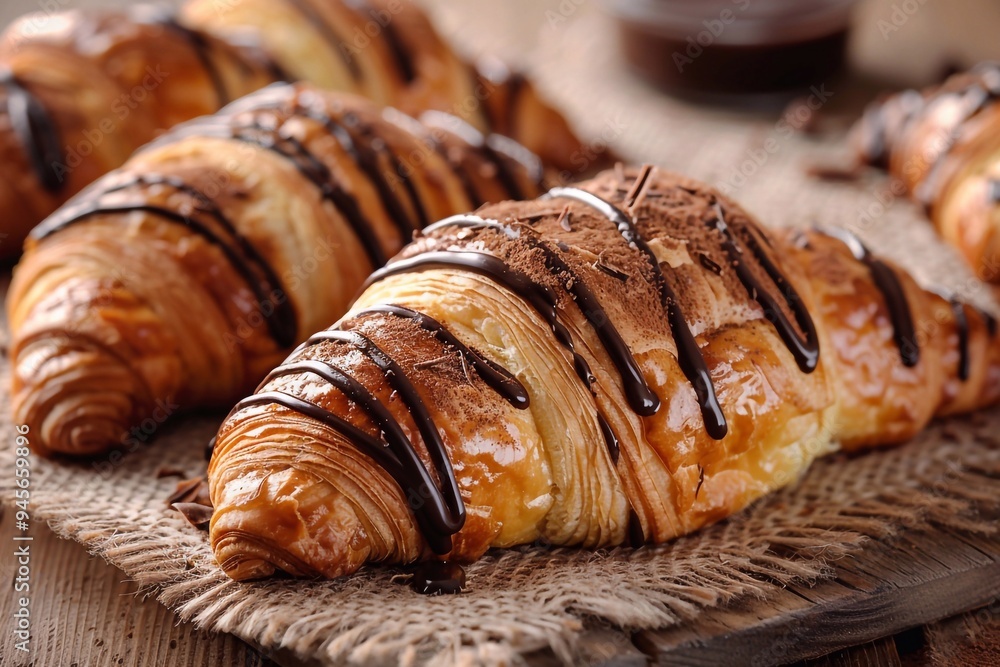 croissant with chocolate. Freshly baked croissants with chocolate croissant with chocolate. Freshly baked croissants with chocolate