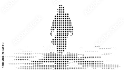 Jesus Walking on Water, Dot Art, Watercolor, Cross
