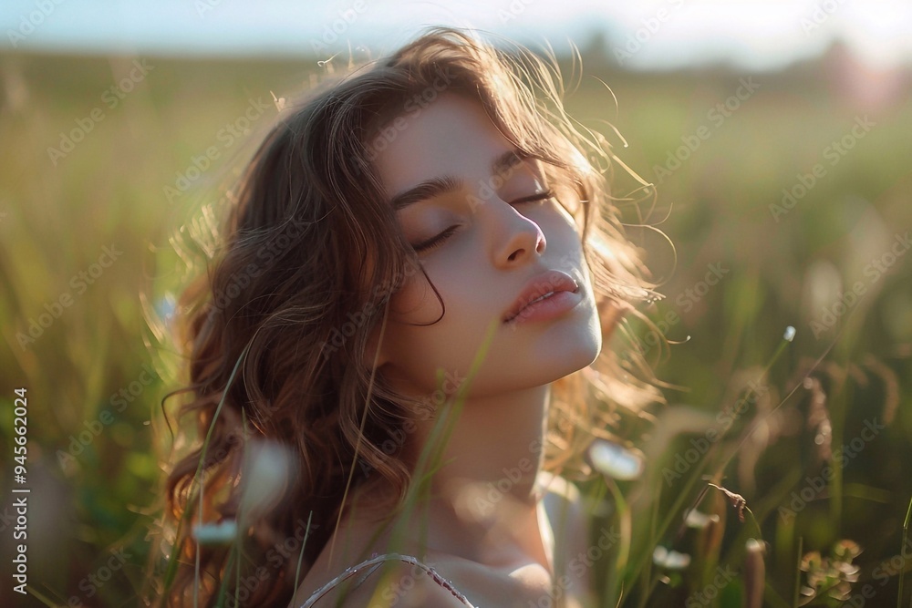Girl On the Background Of nature With Natural light Girl On the Background Of nature With Natural light